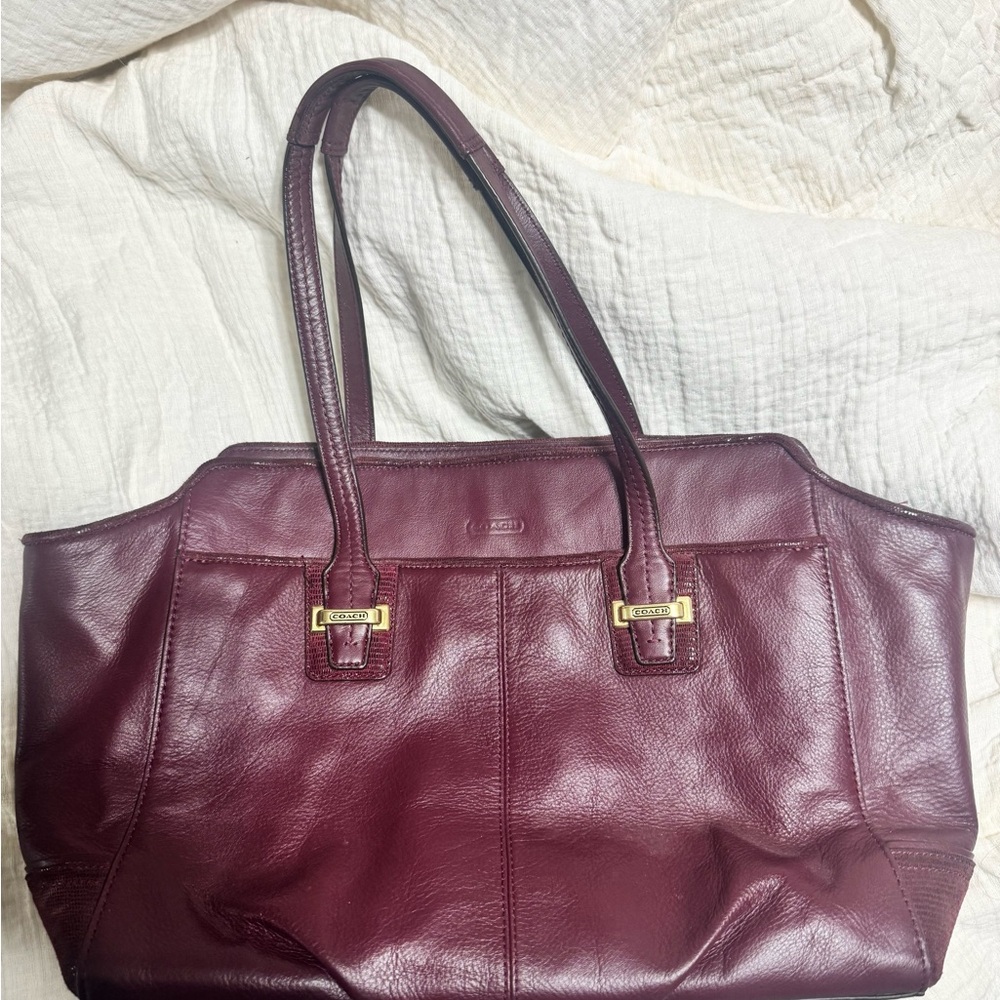 Coach Deep Burgundy Leather Tote